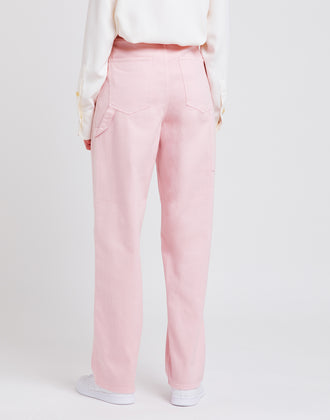 RRP €350 TIBI Denim Carpenter Trousers W29 Stretch Pink Zip Fly Wide Leg gallery photo number 3