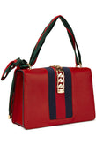 RRP€2440 GUCCI SYLVIE Leather Satchel Bag Web Stripe & Chain Trim Bow Top Handle gallery photo number 5