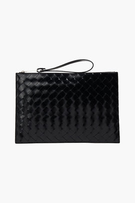 RRP €1450 BOTTEGA VENETA Intrecciato Leather Wristlet Clutch Bag  Zip Closure