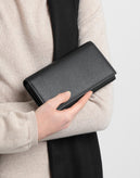 8 Clutch Wallet PU Leather Grainy Panel Popper Flap gallery photo number 1