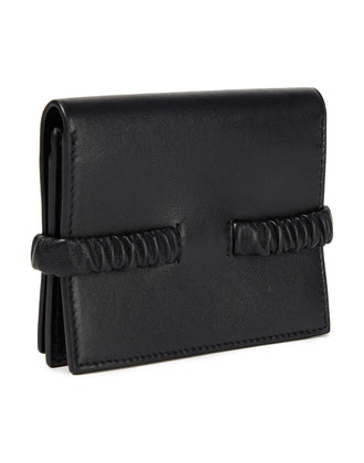 RRP€390 BOTTEGA VENETA Leather Mini Flap Wallet Black Card Pockets Elastic Strap gallery photo number 2