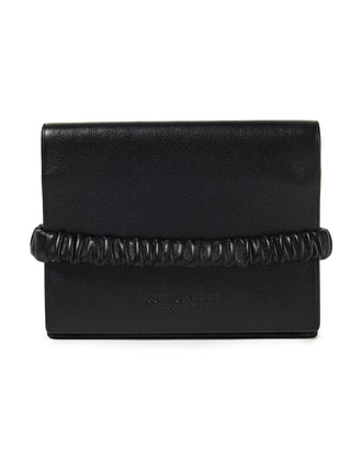 RRP€390 BOTTEGA VENETA Leather Mini Flap Wallet Black Card Pockets Elastic Strap gallery photo number 1