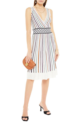RRP€1545 MISSONI Knit A-Line Dress IT40 US4 UK8 S Striped Unlined Made in Italy
