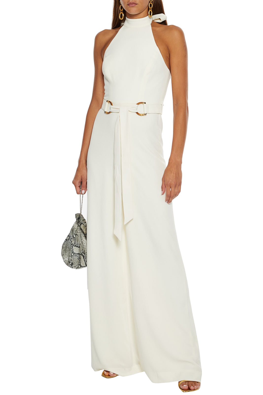 RRP€720 ZIMMERMANN Crepe Jumpsuit Size AU3 US10 L Wide Leg Belted Halterneck gallery main photo