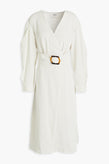 RRP€264 BA&SH Midi Wrap Dress Size 0 XS Belted Buttoned Cuffs Pleated Stretch gallery photo number 3