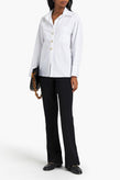 RRP€165 MAJE Button-Up Shirt Size 2 M White Tie Back Long Sleeve Collared V-Neck gallery photo number 1