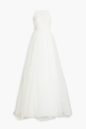 RRP€1670 THEIA Wedding Gown US8 UK12 IT44 L Layered Tulle Trail Back Strappy gallery photo number 3