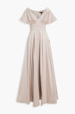 RRP€510 AIDAN MATTOX Portrait Collar Gown US10 UK14 IT46 XL Draped V-Neck gallery photo number 3