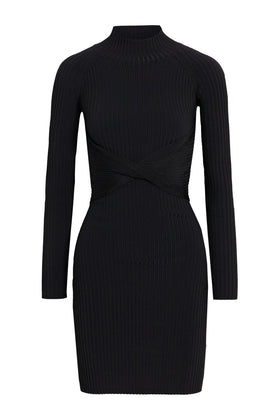 RRP€630 DION LEE Mini Dress Size XS Black Ribbed Mid-Weight Knit Cutout Twisted gallery photo number 6