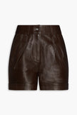 RRP€300 MAJE Leather Shorts EU34 US2 UK6 XS Pleated Front Belt Loops High-Rise gallery photo number 5