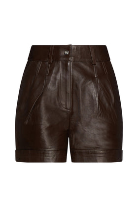 RRP€300 MAJE Leather Shorts EU34 US2 UK6 XS Pleated Front Belt Loops High-Rise gallery photo number 3