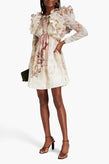 RRP€1700 ZIMMERMANN Silk & Linen Dancer Laced Mini Dress US4 AU0 XS Floral Beads gallery photo number 1