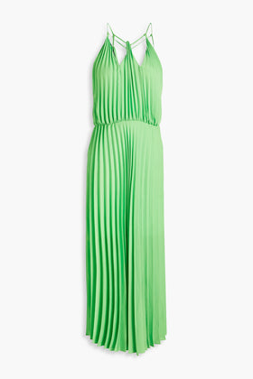 RRP€270 SANDRO Noelia Midi A-Line Dress FR38 US6 UK10 M Green Pleated Strappy gallery photo number 3