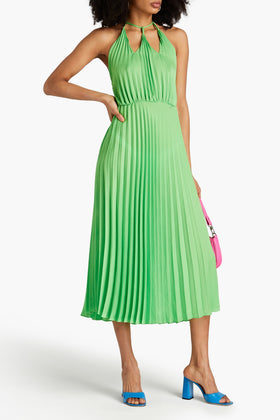 RRP€270 SANDRO Noelia Midi A-Line Dress FR38 US6 UK10 M Green Pleated Strappy gallery photo number 1