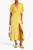 RRP €213 MAJE Maxi Dress EU38 US6 UK10 M Yellow Flared Sleeve Slit V-Neck gallery photo number 1