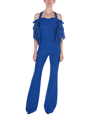 RRP €195 MARY D'ALOIA Crepe Jumpsuit Size 42 Tiered Made in Italy
