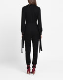 RRP €130 8 Jumpsuit Size IT 40 Black Tie Bows Long Sleeve V-Neck gallery photo number 4