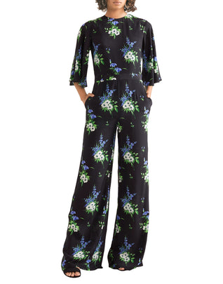 RRP€715 LES REVERIES Silk Jumpsuit Size US 2 XS Daffodil 3/4 Sleeve Made in USA