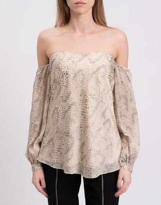 RRP€300 HAUTE HIPPIE Bandeau Top Blouse Size US2 XS Fil Coupe Snakeskin Pattern gallery photo number 4
