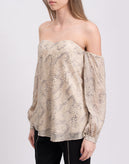 RRP€300 HAUTE HIPPIE Bandeau Top Blouse Size US2 XS Fil Coupe Snakeskin Pattern gallery photo number 5