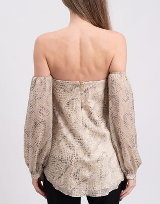 RRP€300 HAUTE HIPPIE Bandeau Top Blouse Size US2 XS Fil Coupe Snakeskin Pattern gallery photo number 6
