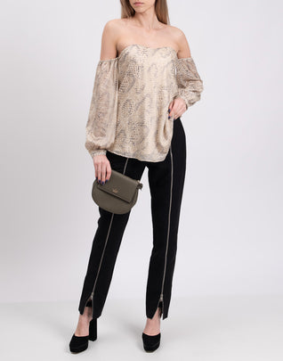 RRP€300 HAUTE HIPPIE Bandeau Top Blouse Size US2 XS Fil Coupe Snakeskin Pattern