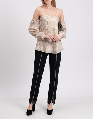 RRP €300 HAUTE HIPPIE Bandeau Top Blouse Size 4 / S Fil Coupe Snakeskin Pattern
