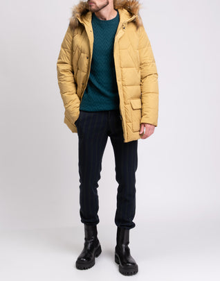 RRP €275 8 Down Quilted Parka Jacket Size 50 Faux Fur Trim