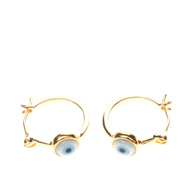 EYLAND 9K Gold Plated Hoop Earrings Evil Eye Embellishment Hinged Closure