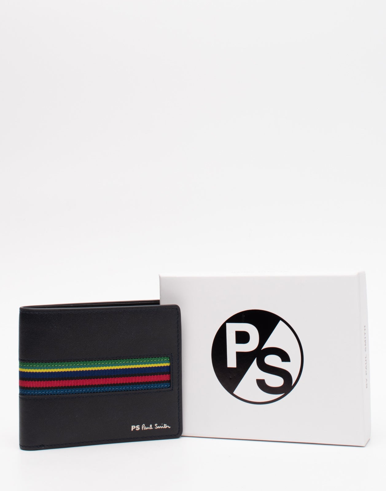 RRP €110 PAUL SMITH Leather Bifold Wallet Striped Trim Card Pockets gallery main photo