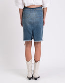 RRP €480 GOLDEN GOOSE DELUXE BRAND Denim Skirt Size XS Faded Frayed Edges Belted gallery photo number 6