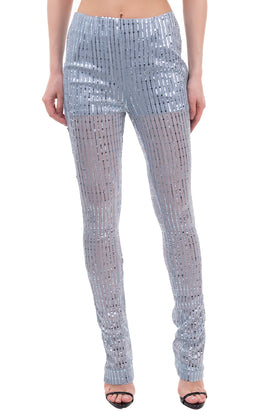 RRP €515 WE11DONE Glitter Sky Trousers Size S Stretch Partly See Through Zipped gallery photo number 3