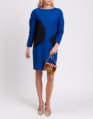 RRP €500 PIAZZA SEMPIONE Shift Dress Size IT 40 / XS Wool Blend Colour Block