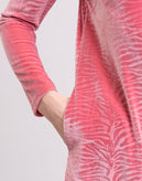 TRAFFIC PEOPLE Velour Shift Dress Size S Zebra Pattern Zipped Back gallery photo number 6