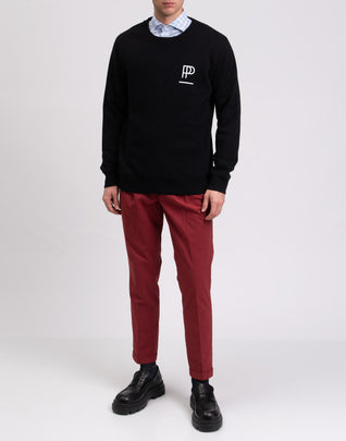 POPPRI Unisex Sweatshirt Size L Coated Logo Two Tone Crew Neck