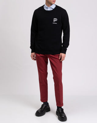 POPPRI Unisex Sweatshirt Size L Coated Logo Two Tone Crew Neck