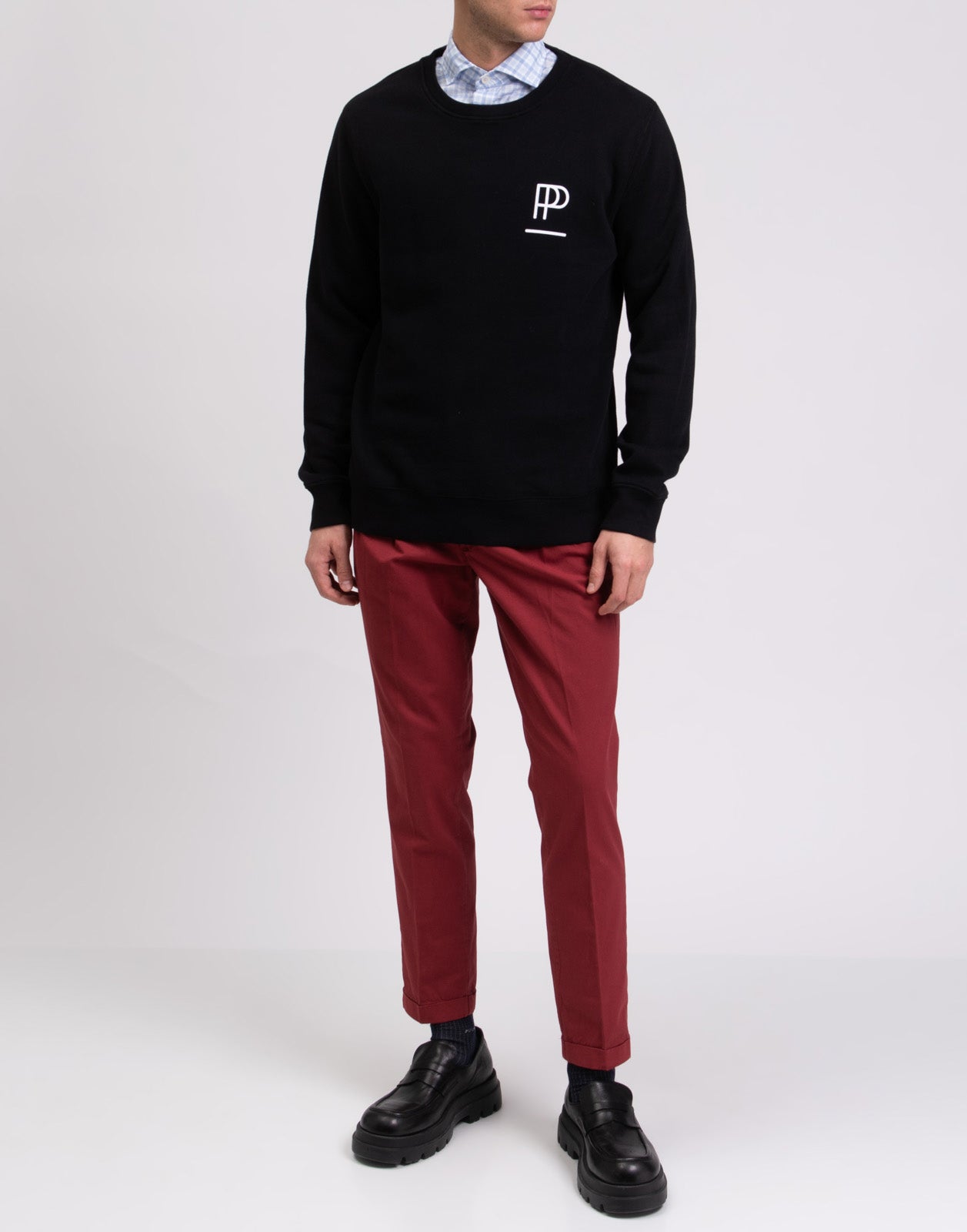 POPPRI Unisex Sweatshirt Size L Coated Logo Two Tone Crew Neck gallery main photo
