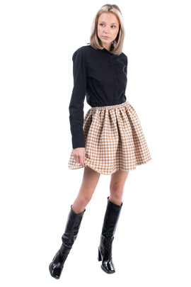 RRP €250 AU JOUR LE JOUR Flare Skirt Size IT 42 / S Wool Blend Gingham Pattern