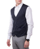 RRP €195 HACKETT Silk & Merino Wool Gilet Size L Jacquard Knit Double Breasted gallery photo number 4