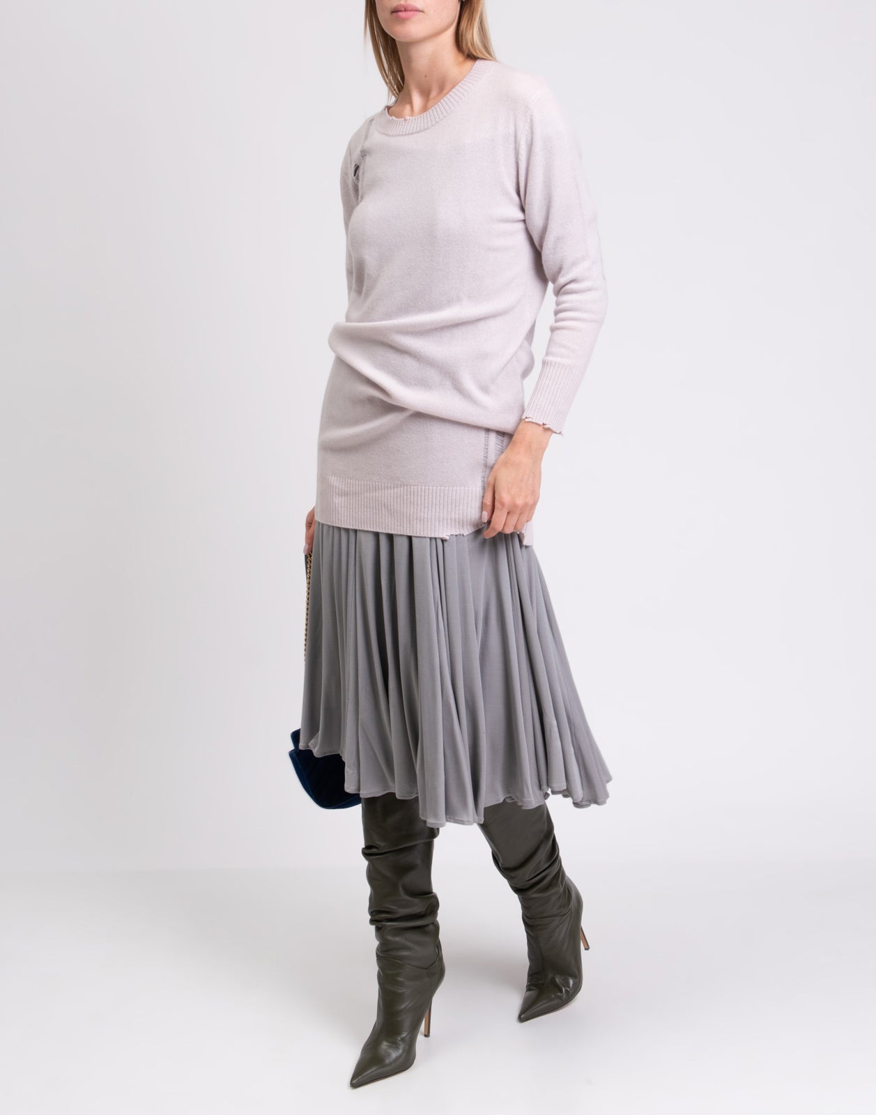 RRP €275 ENZA COSTA Cashmere & Wool Longline Jumper Size XS HANDMADE Destroyed gallery main photo