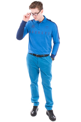 RRP€135 HACKETT Chino Trousers Size 38L Stretch Garment Dye Herringbone Slim Fit