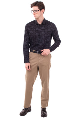 HACKETT Chino Trousers Size 34R Stretch Garment Dye Logo Patch Zip Fly
