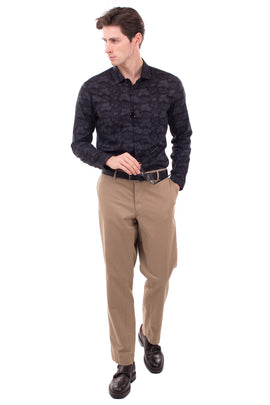 HACKETT Chino Trousers Size 34R Stretch Garment Dye Logo Patch Zip Fly
