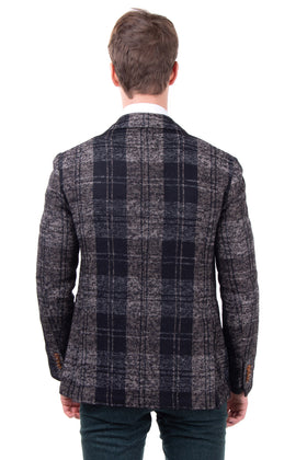 RRP €195 8 Blazer Jacket Size 50 / L Alpaca & Wool Blend Tartan Made in Italy gallery photo number 4