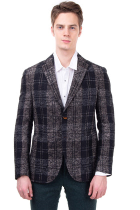 RRP €195 8 Blazer Jacket Size 50 / L Alpaca & Wool Blend Tartan Made in Italy gallery photo number 2