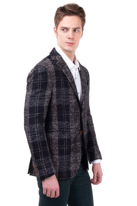 RRP €195 8 Blazer Jacket Size 50 / L Alpaca & Wool Blend Tartan Made in Italy gallery photo number 3