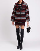 GEORGE J. LOVE Jacket Size L Wool Blend Ethnic Pattern Collared Made in Italy gallery photo number 2