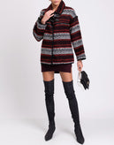 GEORGE J. LOVE Jacket Size L Wool Blend Ethnic Pattern Collared Made in Italy gallery photo number 3