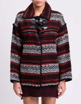GEORGE J. LOVE Jacket Size L Wool Blend Ethnic Pattern Collared Made in Italy gallery photo number 4
