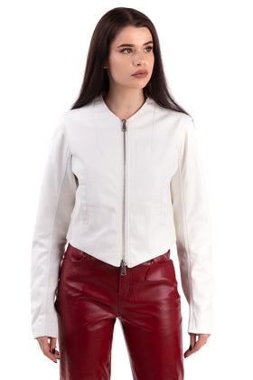 TWINSET Cropped Jacket Size S PU Leather Knitted Inserts Full Zip Y Neck RRP€220 gallery photo number 2